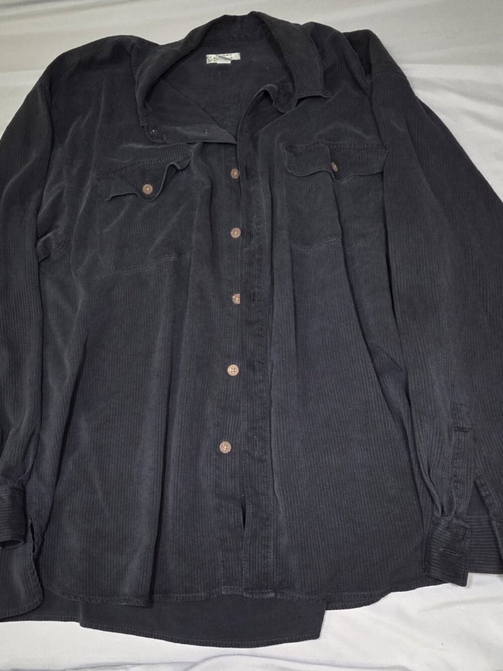 Tommy Bahama 100% Silk Charcoal Long Sleeve Button Down Shirt Mens XL